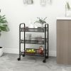 3-Tier Kitchen Trolley Black 18.1"x10.2"x25.2" Iron