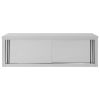 Kitchen Wall Cabinet with Sliding Doors 59.1"x15.7"x19.7" Stainless Steel