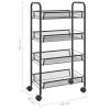 4-Tier Kitchen Trolley Black 18.1"x10.2"x33.5" Iron