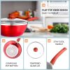 6 PCS Nonstick Cookware Set, Kitchen Cookware Set, Pan Set, Frying Pan, Stock Pot, Milk Pan with Cool Touch Handle Red