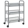 3-Tier Kitchen Trolley Gray 18.1"x10.2"x25.2" Iron