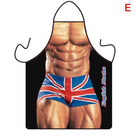 1pc Funny Muscle Man Kitchen Apron Sexy Women Cooking Pinafore Home Cleaning Tool (Style: E)