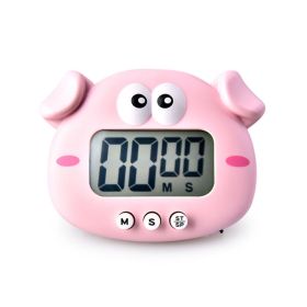 Kitchen Timer; Cute Cartoon Pig Electronic Countdown Timer; LCD Digital Cooking Timer Cooking Baking Assistant Reminder Tool (Color: pink)