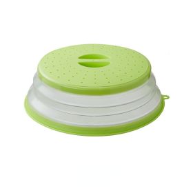 1pc Microwave Splatter Cover; Heating Folding Cover; Silicone Fresh-keeping Cover; Oil-proof Splash-proof Cover With Hook Cooking Lid (Color: green)