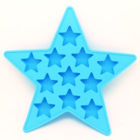 1pc Pentagram Cake Mold Silicone Epoxy Mold Food Grade Ice Box Creative Baking Tools Ice Mold Ice Cubes (Color: Blue)