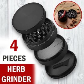 Tobacco Herb Grinder 4-Piece Metal Small Hand Crusher Mill Magnetic Top Black US (default: default)