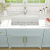 32"x19" Undermount White Ceramic Kitchen Sink Single Bowl,Kitchen Sink Double Bowl with Strainer